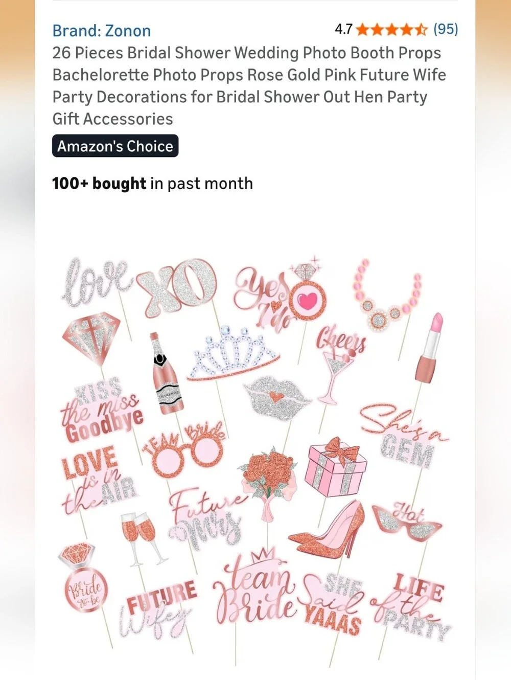 Wedding & Bridal Shower Selfie Photo Booth Props Sets With 5 Holders
